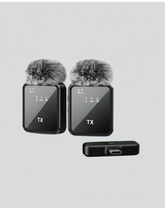 ® 2in1 Kablosuz Yaka Mikrofonu iOS ve Android Uyumlu