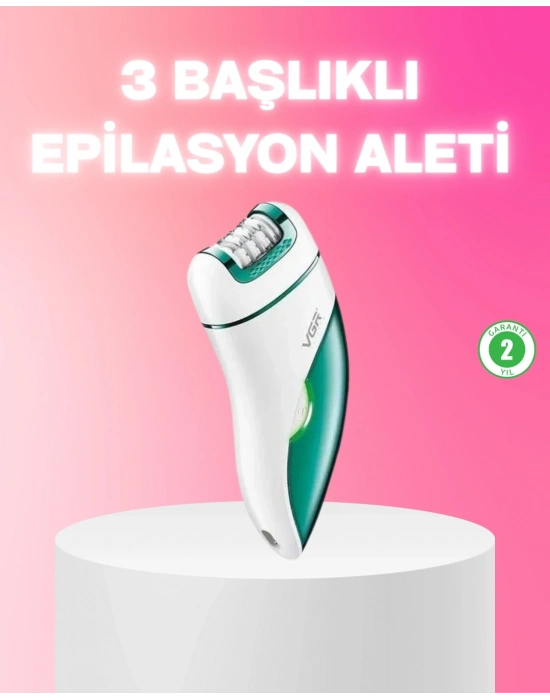 ® 3 in 1 Epilatör Metal Başlıklı IPX5 Su Geçirmez 90 Dakika Şarjlı Epilasyon Cihazı