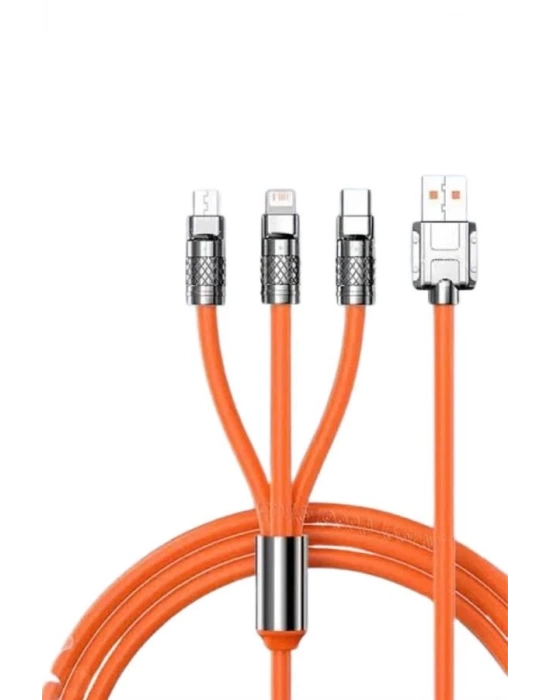 ® 3 İn 1 Süper Hızlı Şarj Kablosu Android ve İOS Uyumlu Silikon Şarj Kablosu