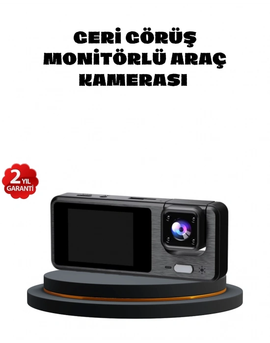 ® 3 Kameralı Araç DVR 1080P Ön + HD Arka + İç Kamera Döngü Kayıt 2’’ Ekran