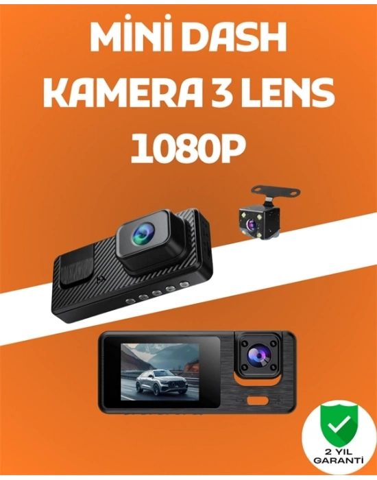 ® 3 Kanallı Araç DVR – Ön + İç + Arka Kamera ile Tam Kapsama, Yüksek Güvenlik