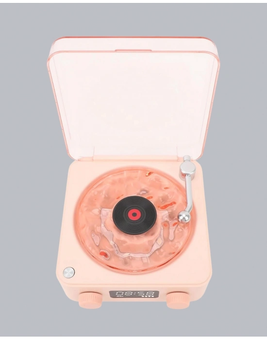 ® 3-ü-1 Gece Işığı Bluetooth Hoparlör ve Dijital Saat Vintage Plak Çalar Tasarımlı