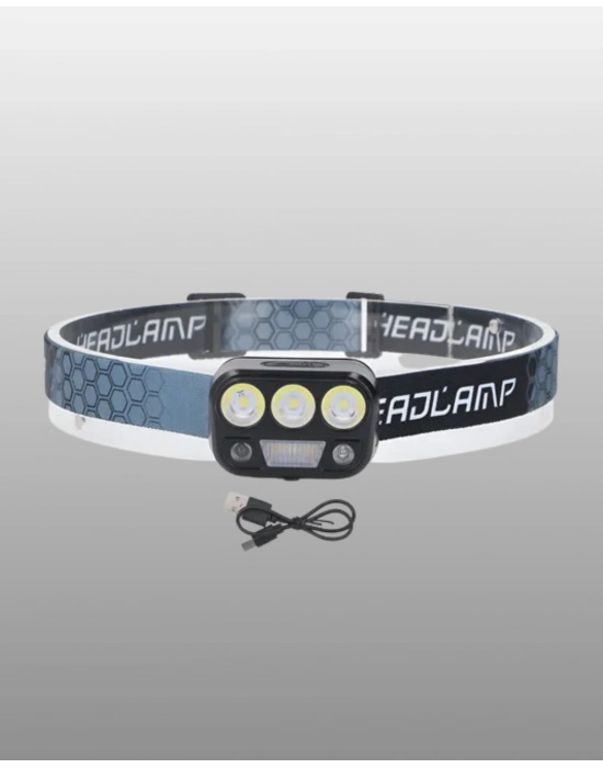 300 Lümen Sensörlü LED Kafa Lambası USB Şarjlı SOS Modlu