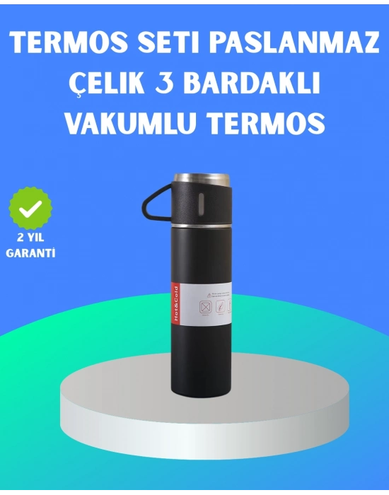 ® 304 Çelik Termos Seti | 2 Bardaklı, 500 ml, Uzun Süre Isı Koruma