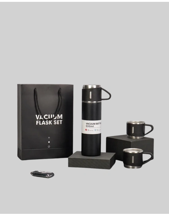 ® 304 Çelik Termos Seti | 2 Bardaklı, 500 ml, Uzun Süre Isı Koruma