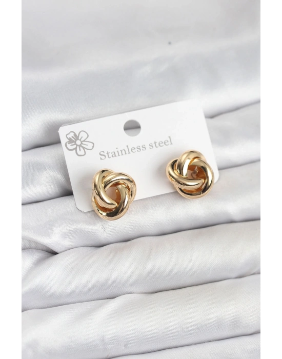 ® 316L Çelik Gold Renk Sarmal Model Kadın Küpe