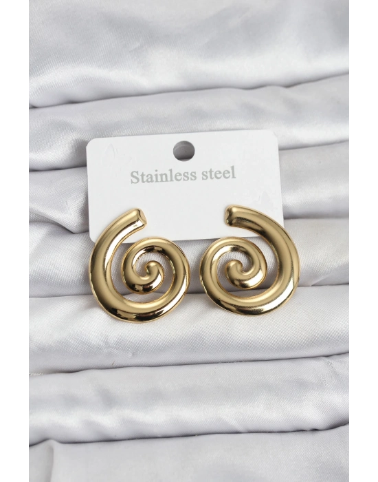 ® 316L Çelik Gold Renk Sarmal Modelli Kadın Küpe