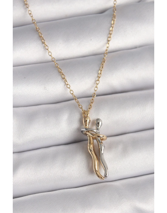 ® 316L Çelik Gold Renk Zincir Renkli Sarılma Model Kadın Kolye