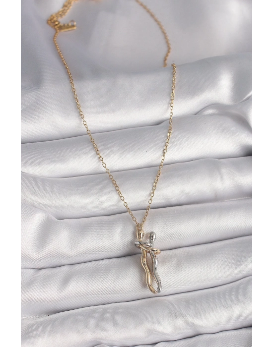 ® 316L Çelik Gold Renk Zincir Renkli Sarılma Model Kadın Kolye