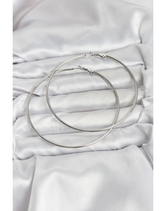 ® 316L Çelik Gümüş Renk 75 mm Halka Küpe