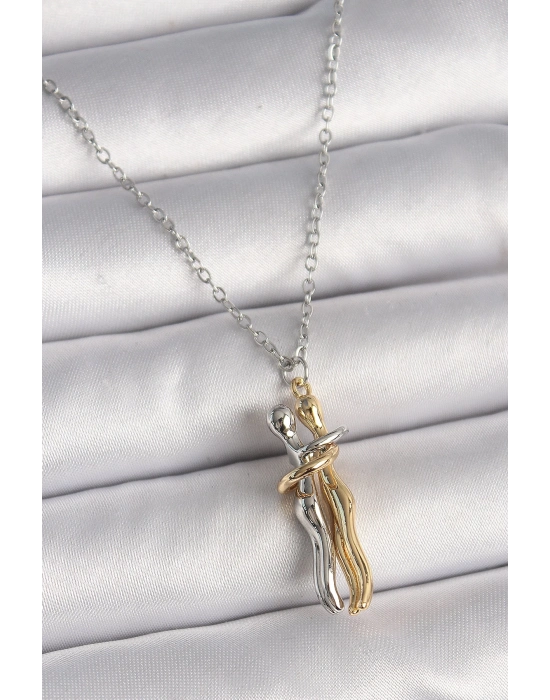 ® 316L Çelik Gümüş Renk Zincir Sarılma Model Kadın Kolye