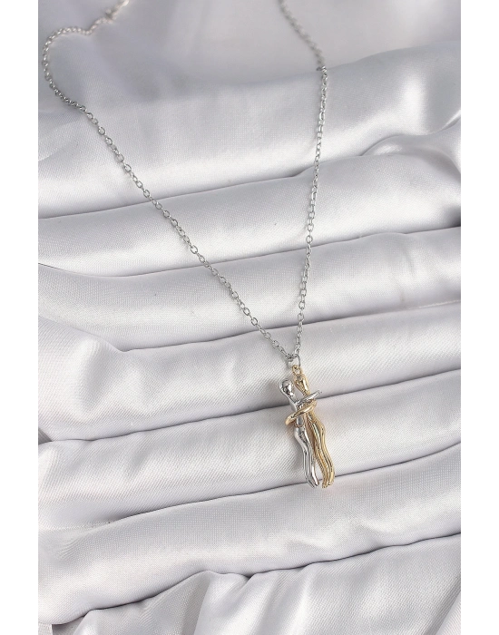 ® 316L Çelik Gümüş Renk Zincir Sarılma Model Kadın Kolye