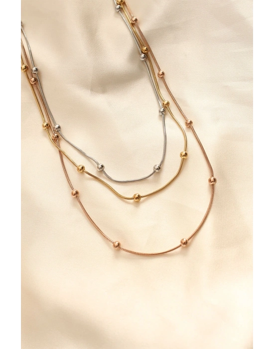 ® 316L Çelik Karışık Renkli Topçuk Tasarımlı Çoklu Kolye