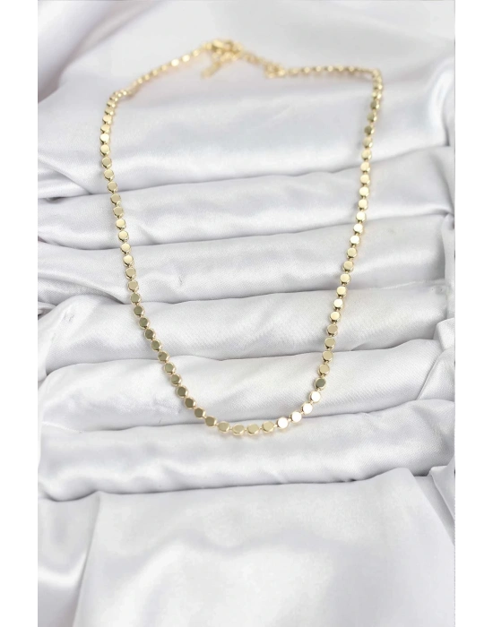 ® 316L Çelik Zincir Gold Renk Ezme Zincir Model  45 cm Kadın Kolye