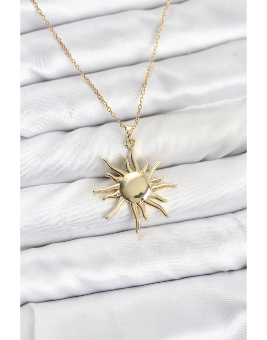 ® 316L Çelik Zincir Gold Renk Güneş Model Kadın Kolye