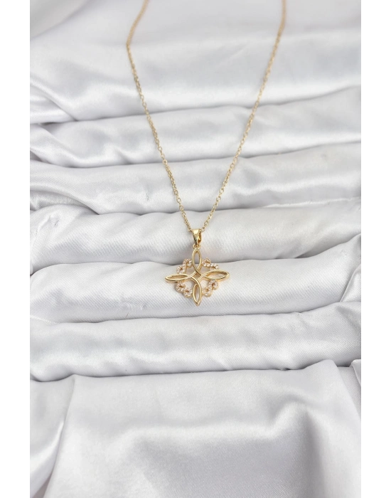 ® 316L Çelik Zincir Gold Renk Sonsuzluk Model Zirkon Taşlı Kadın Kolye