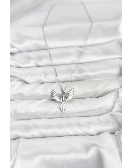 ® 316L Çelik Zincir Gümüş Renk Anka Kuşu Model Kadın Kolye