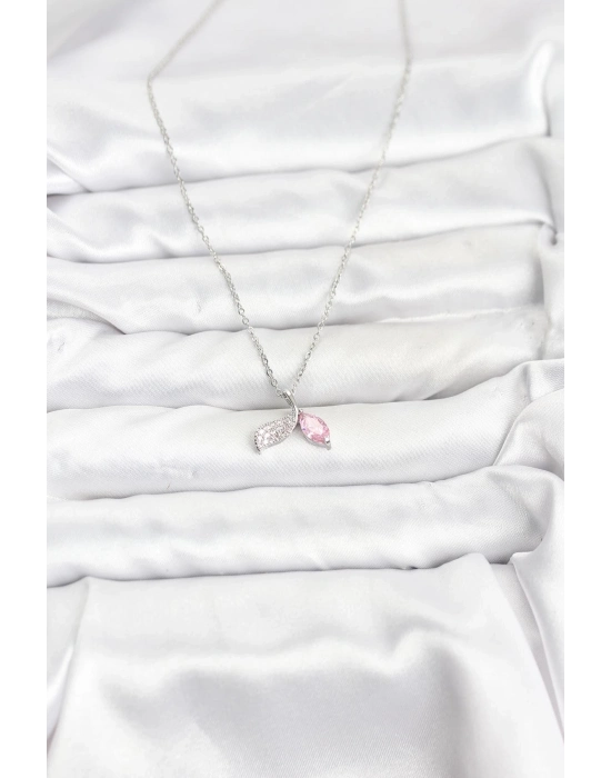 ® 316L Çelik Zincir Gümüş Renk Balık Kuyruğu Model Zirkon Taşlı Kadın Kolye