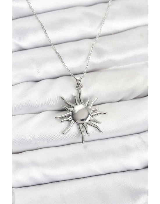 ® 316L Çelik Zincir Gümüş Renk Güneş Model Kadın Kolye