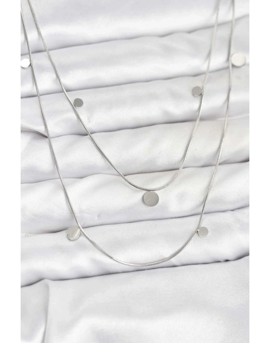 ® 316L Çelik Zincir Gümüş Renk Pullu Kadın Kolye