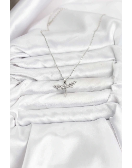 ® 316L Çelik Zincir Gümüş Renk Yusufçuk Model Kadın Kolye