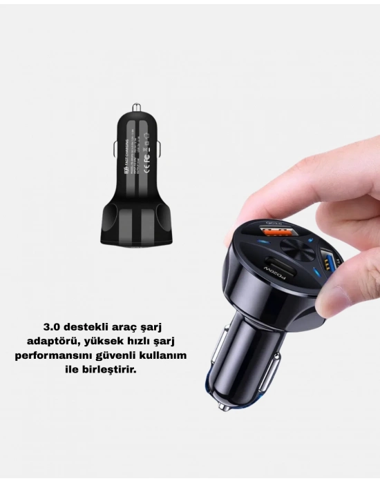 ® 360° Döner Telefon Tutucu ve 55W Hızlı Araç Şarj Aksesuar Seti