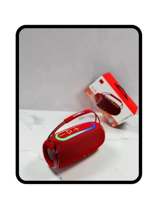 ® 360 RGB LEDli Taşınabilir Bluetooth Hoparlör – Kırmızı, USB/TF Destekli