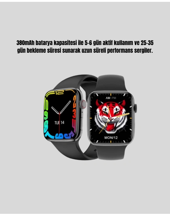 ® 380mAh Bataryalı Akıllı Saat – Arama, Bildirim, AOD Ekran ve Uzun Pil Ömrü
