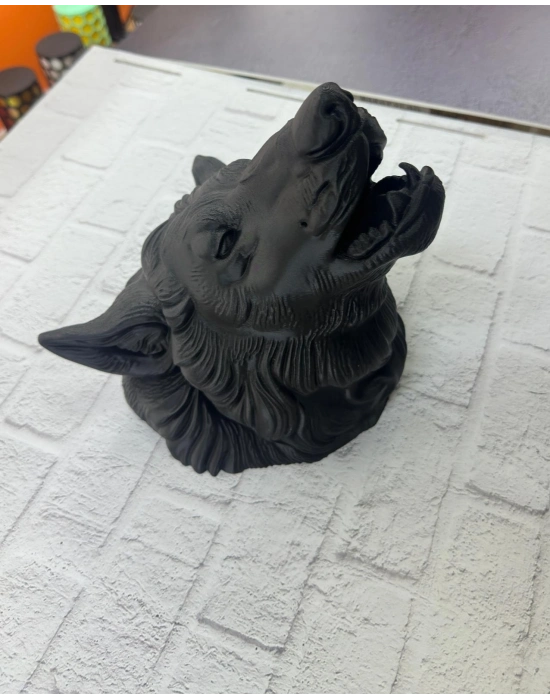 ® 3D Siyah Ayı Başı Duvar Süsü Özel Tasarım Dekoratif Heykel 25x19 cm