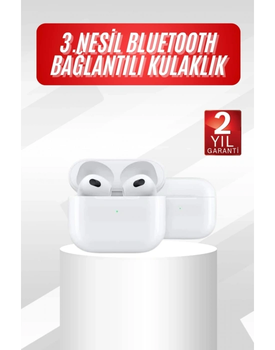 ® 3.Nesil İOS Android Uyumlu Bluetooth 5.0 Beyaz Çağrı Cevaplama