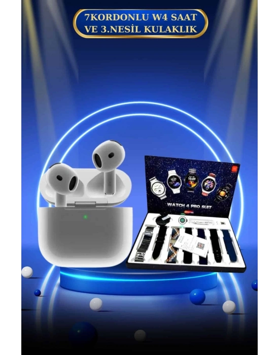 ® 3.Nesil TWS Bluetooth Kulaklık Bluetooth Bağlantılı Akıllı Saat Amoled Ekran Plastik Hasır Kordon