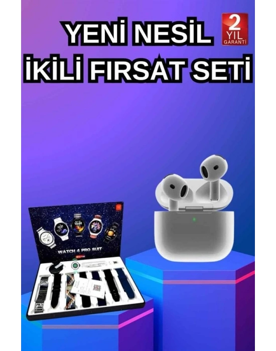 ® 3.Nesil TWS Bluetooth Kulaklık Bluetooth Bağlantılı Akıllı Saat Amoled Ekran Plastik Hasır Kordon