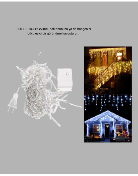 ® 3x3 LED Işık Perdesi Şelale Model İç Dış Mekân Dekorasyonu