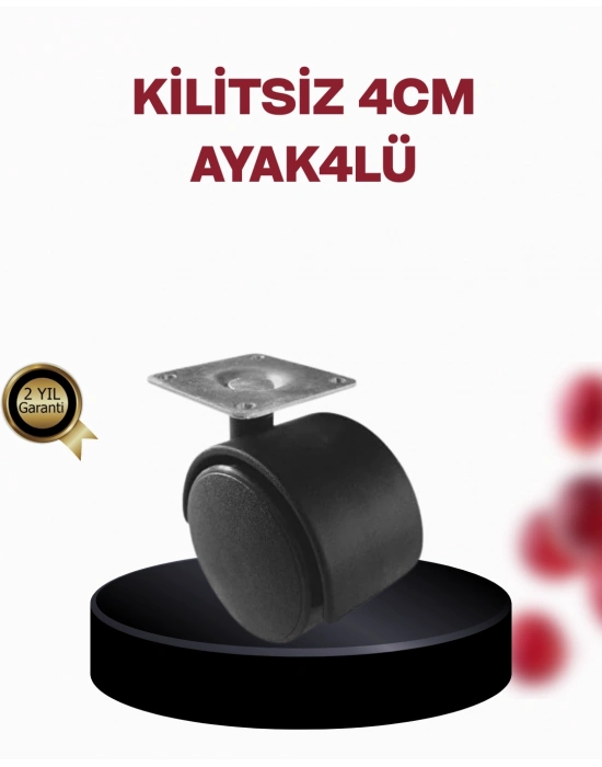 ® 4 cm Döner Ayak Kilitsiz 4 Adet Mobilya ve Sehpa Ayağı