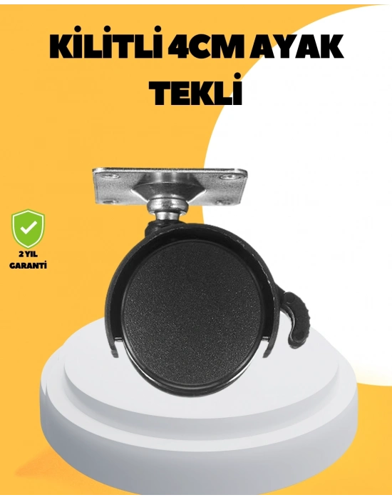® 4 cm Kilitli Mobilya Tekerleği Tekli Sessiz ve Dayanıklı