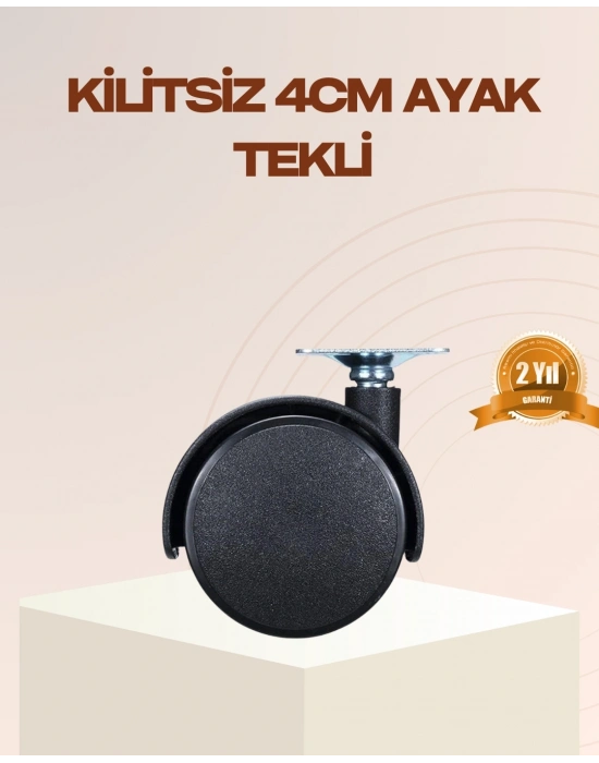 ® 4 cm Kilitsiz Mobilya Ayağı Tekli Kolay Dönen Masa ve Sehpa Ayağı