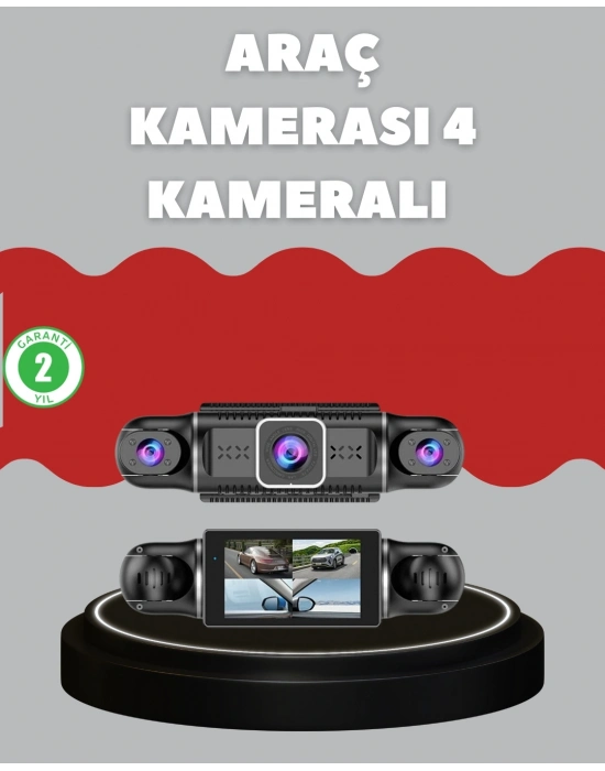 ® 4 Kameralı Araç Kayıt Cihazı Full HD Park İzleme Gece Görüş