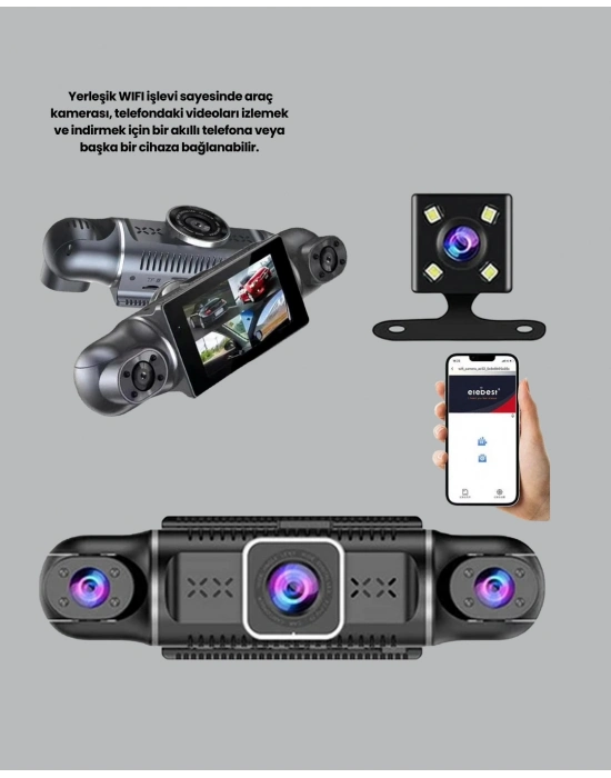 ® 4 Kameralı Araç Kayıt Cihazı Full HD Park İzleme Gece Görüş