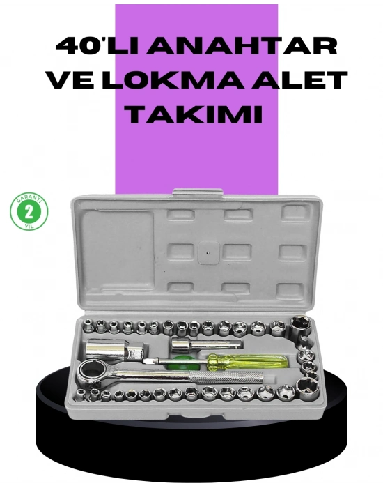 ® 40 Parça Lokma Anahtar Seti Ayna Yüzey Karbon Çelik Dayanıklı Tamir Takımı