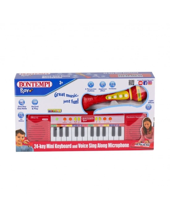 ® 4002120  Elektronik Mikrofonlu Org 24 Tuş Kırmızı -