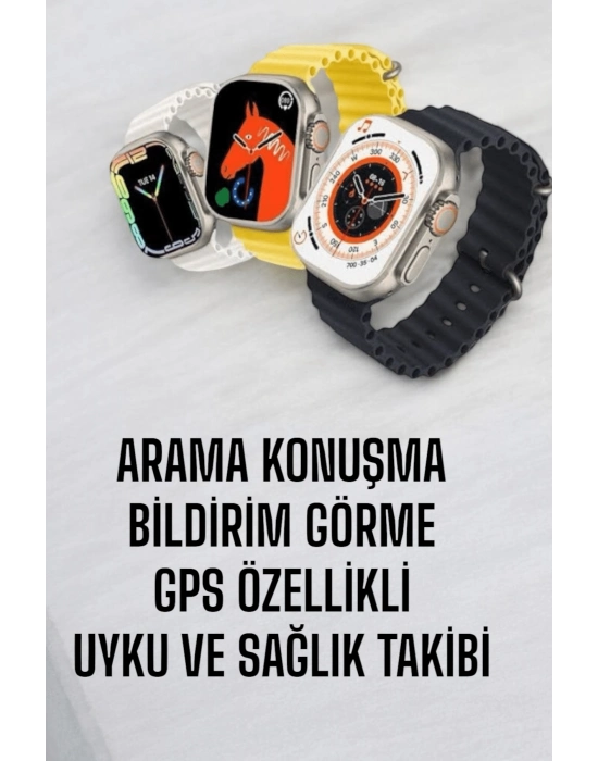 ® 45 MM Gri Kasa Ultra Akıllı Saat Sesli Görüşme, Sağlık Takibi, Suya Dayanıklı