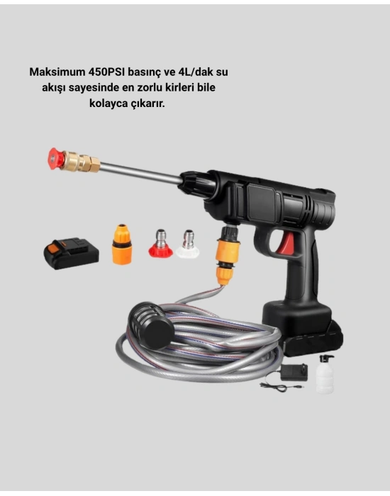® 48V Kablosuz Yıkama Makinesi – 2 Pil, Köpük Tankı ve Ayarlanabilir