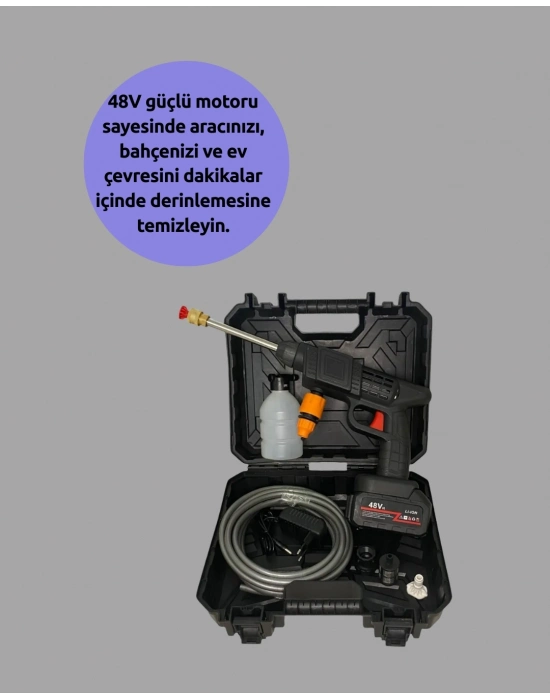 ® 48V Şarjlı Basınçlı Yıkama Makinesi Kablosuz Su Tabancası