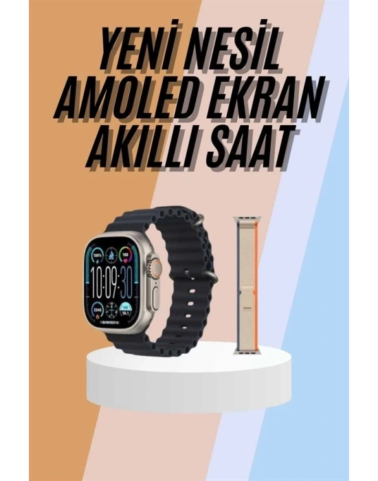 ® 49mm Akıllı Saat Amoled Ekranlı Kadın Erkek Kol Saati Plastik Kordon