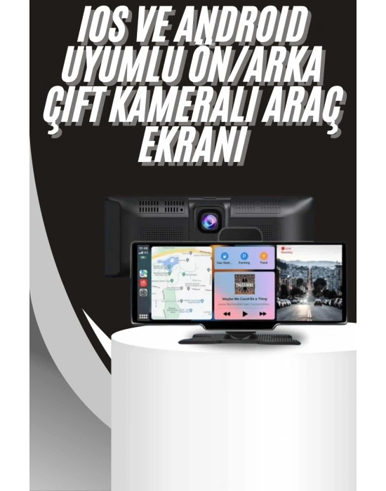 ® 4K 10.2 İnç Çift Kameralı Araç Multimedya Ekranı CarPlay Kablosuz Tüm Cihazlara Uyumlu