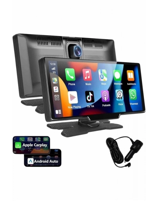 ® 4K 10.2 İnç Çift Kameralı Araç Multimedya Ekranı CarPlay Kablosuz Tüm Cihazlara Uyumlu