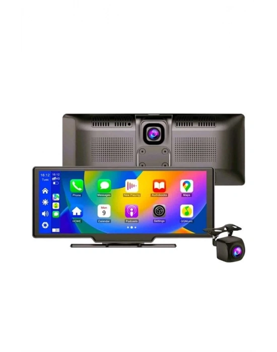 ® 4K 10.2 İnç Çift Kameralı Araç Multimedya Ekranı CarPlay Kablosuz Tüm Cihazlara Uyumlu