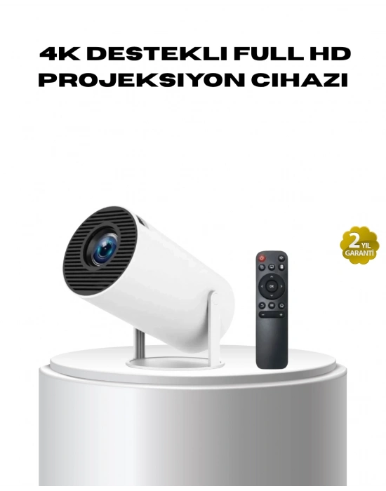 ® 4K Destekli Full HD Projeksiyon Cihazı – 130 inç Geniş Ekran, WiFi ve HDMI Bağlantılı