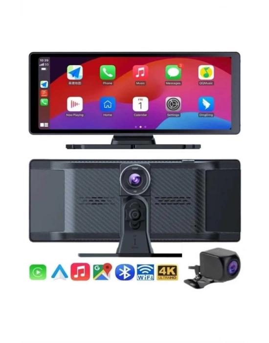 ® 4K Ultra Araç İçi Ön ve Arka Kameralı Ekran HD 2 Kameralı Torpido Üstü Araç Multimedya