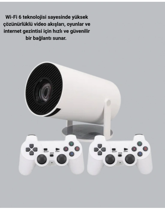 ® 4K Wi-Fi 6 Projeksiyon Cihazı – 10.000+ Oyun Desteği, Kablosuz Bağlantı ve Çoklu Giriş Portları